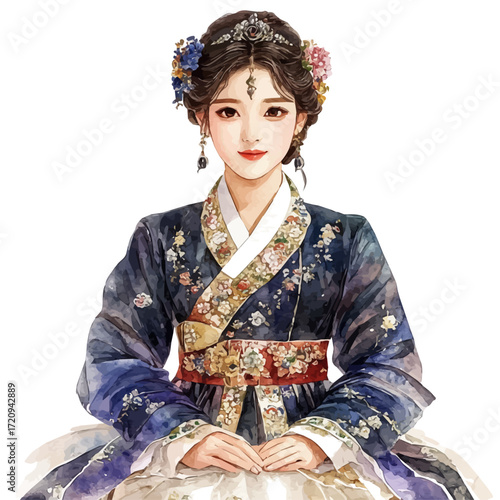 watercolor of Korean Youth Tourism, vector, isolated on a white background.