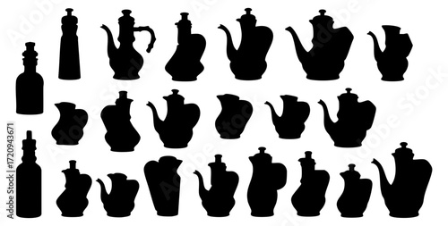 Silhouette Diverse Shape Teapot and Bottle Collection Kitchenware Set