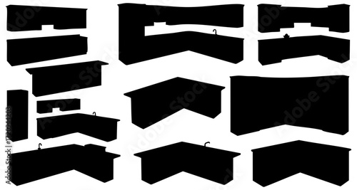 Minimalist Silhouette Kitchen Furniture Detailed Interior Arrangement Object Element