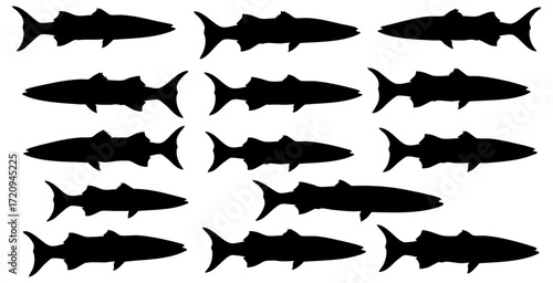 Minimalist Silhouette Barracuda Repeating Pattern Aquatic Life Surface Design