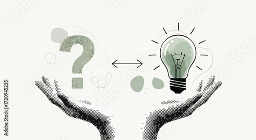 Question and answer: hands holding question mark and lightbulb.