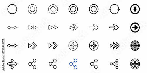 Essential navigation icons and symbols for seamless design and user interface elements, perfect for modern websites and app development.