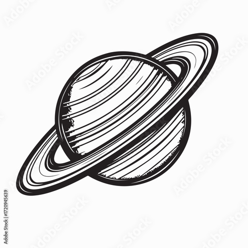 Saturn Planet Vector with Rings for Astronomy and Science