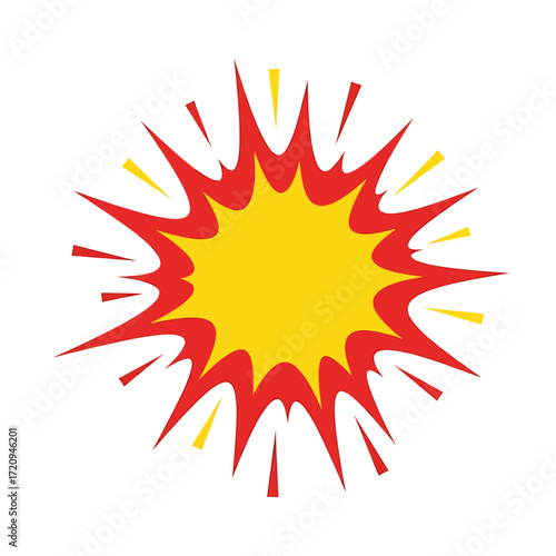 Cartoon Explosion Boom Effect in Yellow and Red, Comic Style Vector Illustration