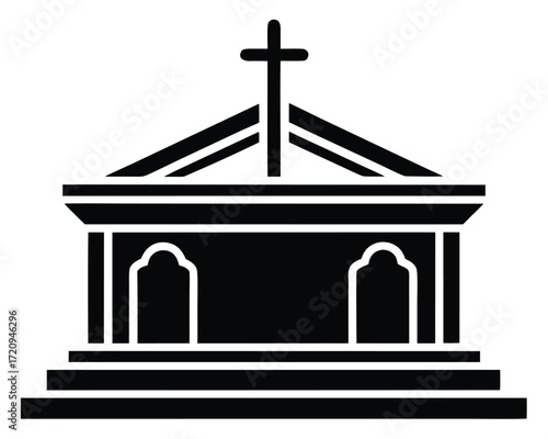 church altar vector Illustration on black color and white background