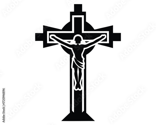 crucifix vector Illustration on black color and white background