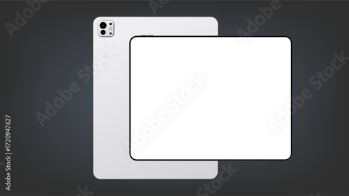 New tablet 2025  computer with blank horizontal screen isolated on white background. vector