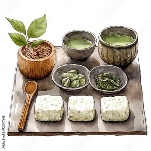 watercolor of Korean Seaside Games, vector, isolated on a white background.