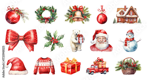 Festive watercolor Christmas illustrations