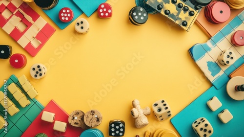 Board Game Theme Retirement Banner - playful graphics, dice and board pieces, fun farewell