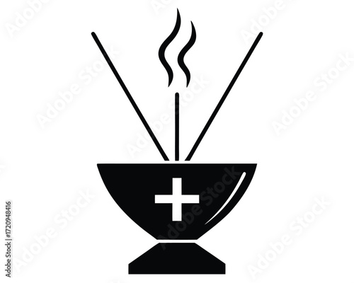 holy incense vector Illustration on black color and white background