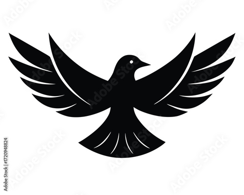 holy spirit dove vector Illustration on black color and white background