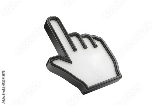 Image of super premium transparent photo of 3d rendering of a computer cursor in the shape of a hand pointing, isolated on transparent background
