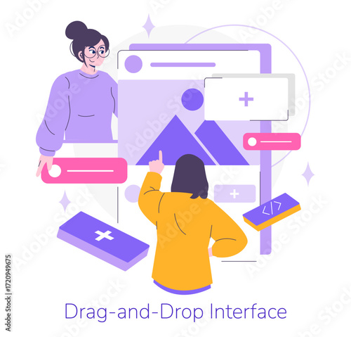Interactive Drag and Drop Interface Vector Illustration