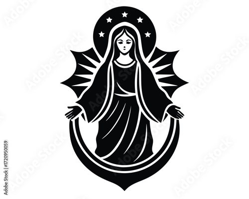 marian miracle vector Illustration on black color and white background