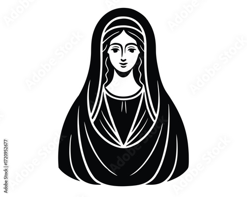 virgin mary vector Illustration on black color and white background