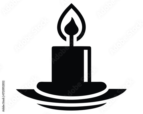 altar candle vector Illustration on black color and white background