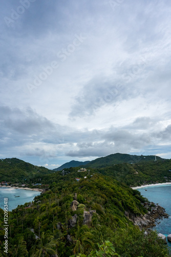 Wallpaper Mural View from John-Suwan Viewpoint overlooking Chalok Baan Kao and Shark Bay, Koh Tao, Thailand Torontodigital.ca