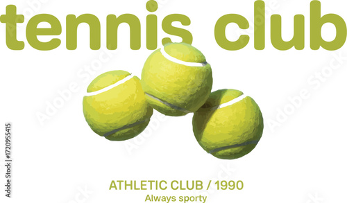 The tennis club logo features three tennis balls and text.