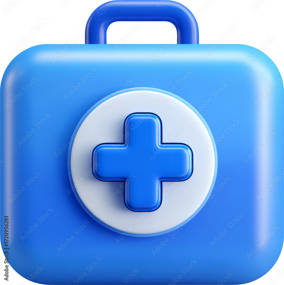 Fototapeta premium Blue Medical Kit with Cross Symbol