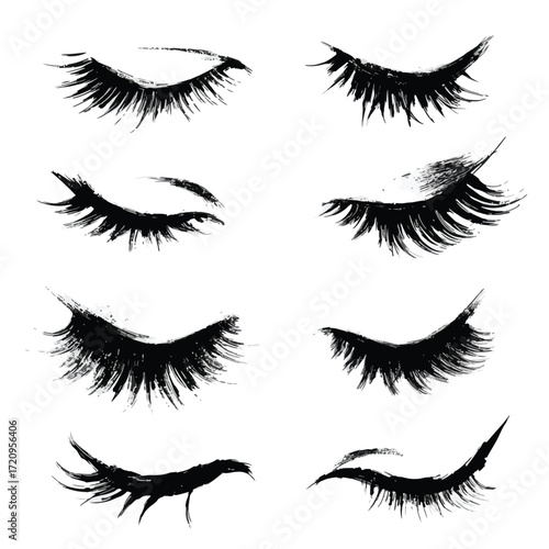 Elegant eyelash silhouette collection black and white