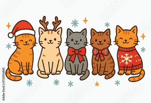 Christmas Kitty Parade, Festive Cat Crew, Holiday Whiskers, Santa’s Purrfect Helpers, Winter Cat Charm