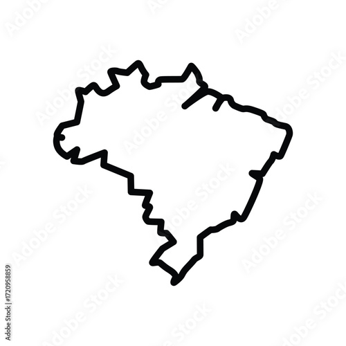 Simple Outline Map of Brazil a South American Country Famous for Carnival and Amazon Rainforest