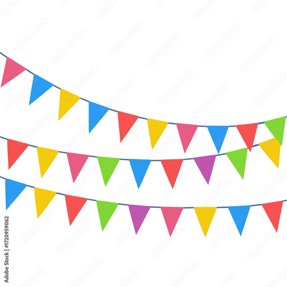 Obraz premium Colorful Party Bunting Flags, Celebration and Festival Decor