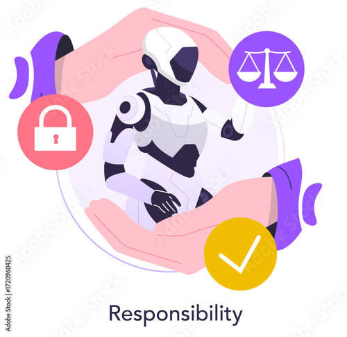 Artificial Intelligence Ethics Vector Illustration