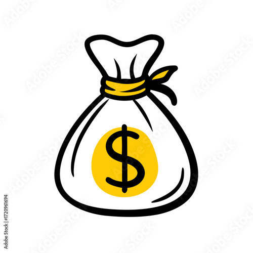 Yellow money bag with dollar sign vector illustration scalable icon for finance and business concepts