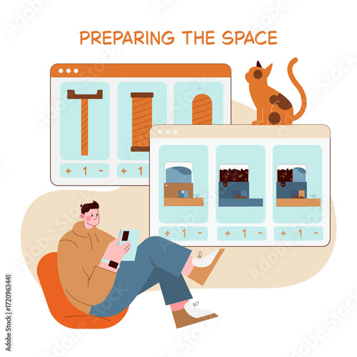 Person Planning Interior Design Using a Digital Interface