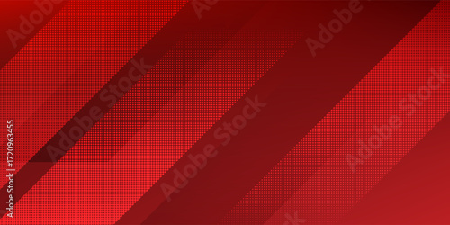 Red diagonal geometric shape with halftone. Modern fiber textured vector
