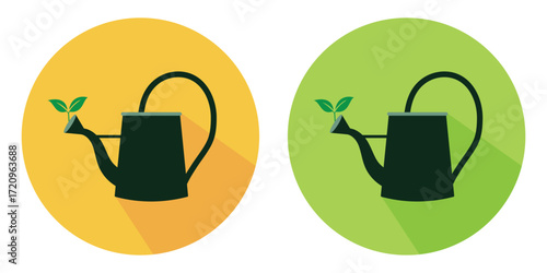 Set of watering can icon with shadow. Concept for watering silhouette vector symbol website graphic design. Simple can vector illustration for plants, growth, horticulture, farming, nature symbol.