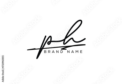 PH letter elegant cursive signature beauty handwriting logo.