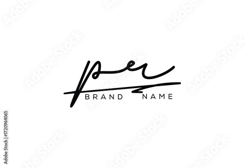 PR letter elegant cursive signature beauty handwriting logo.