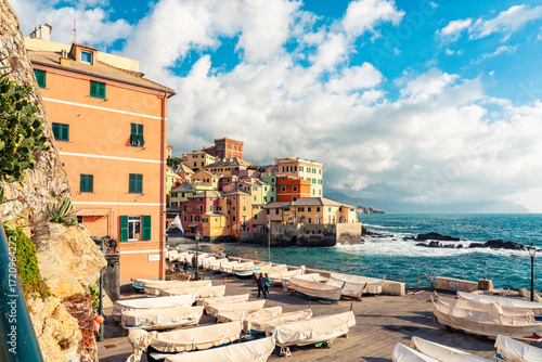 Picturesque views of Boccadasse in Genoa, Italy
