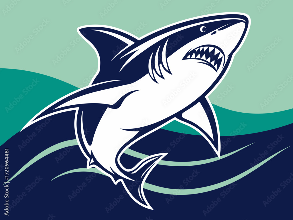 Naklejka premium Powerful Shark Logo Design in Striking Blue and White