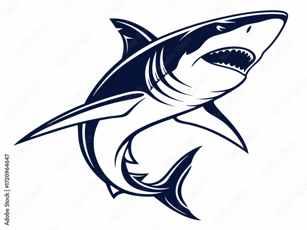 Obraz premium Powerful Shark Logo Design in Striking Blue and White
