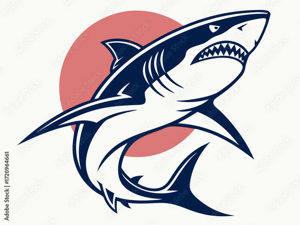 Naklejka premium Powerful Shark Logo Design in Striking Blue and White