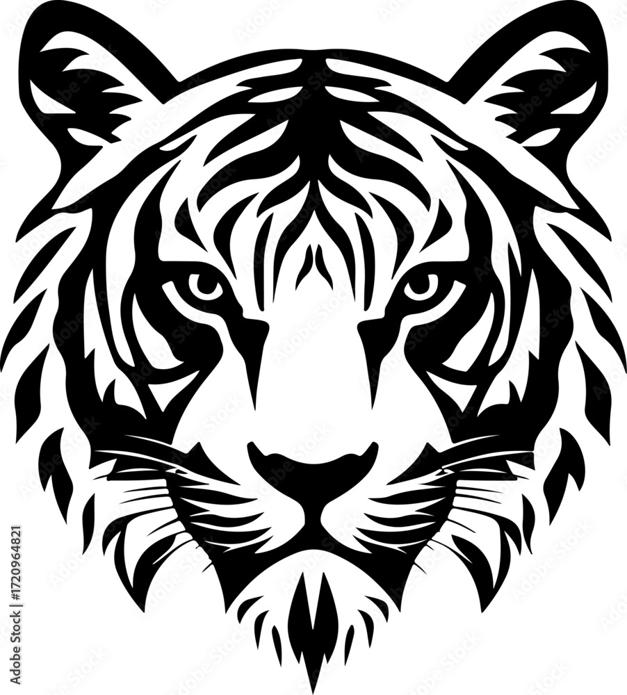 Fototapeta premium Tiger Head silhouette vector illustration
