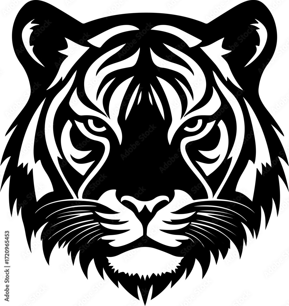 Obraz premium Tiger Head silhouette vector illustration