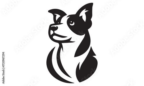 Dog Silhouette Icon – Bold Black & White Pet Vector for Logo and Branding