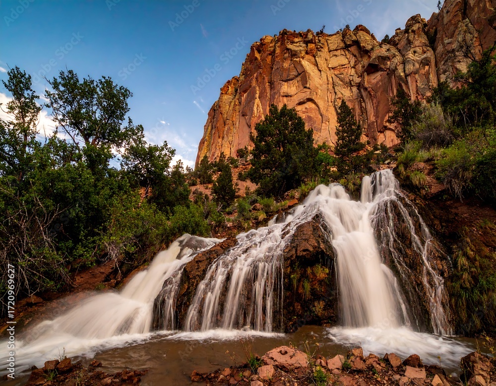 Obraz premium Scenic waterfall cascading down rocks
