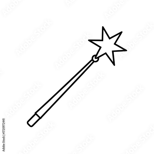 Simple star magic wand on transparent background