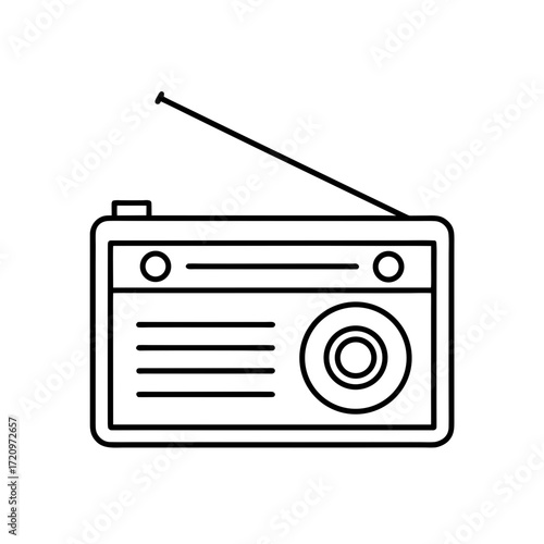 Outline drawing of radio on transparent background