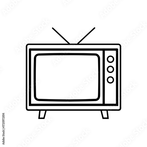 Outline of an old tv set on transparent background