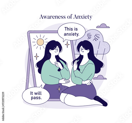 Anxiety Awareness Vector Illustration with Positive Message