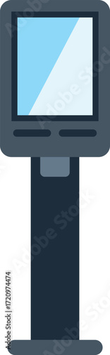 Illustration of a digital information kiosk showing a blank screen on a stand, used for wayfinding and giving directions