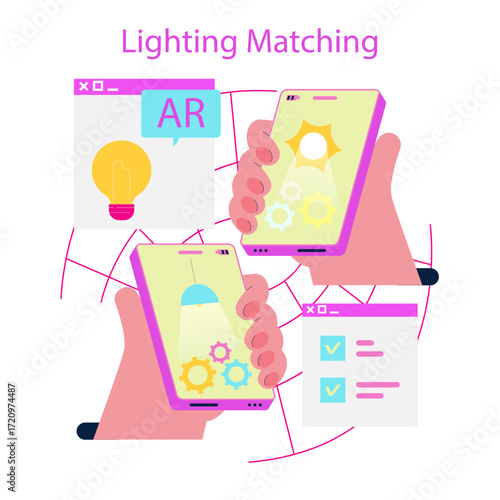 Augmented Reality Lighting Match Vector Illustration
