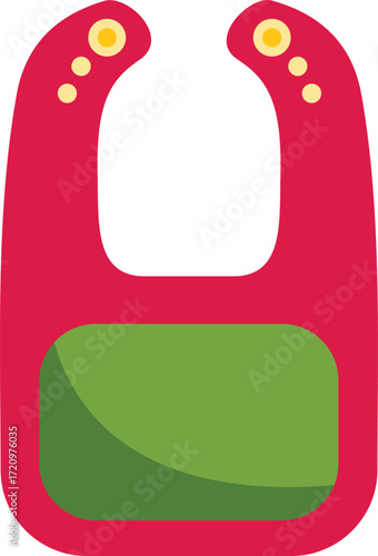 This red baby bib with green pocket is perfect for keeping your little one's clothes clean during mealtime